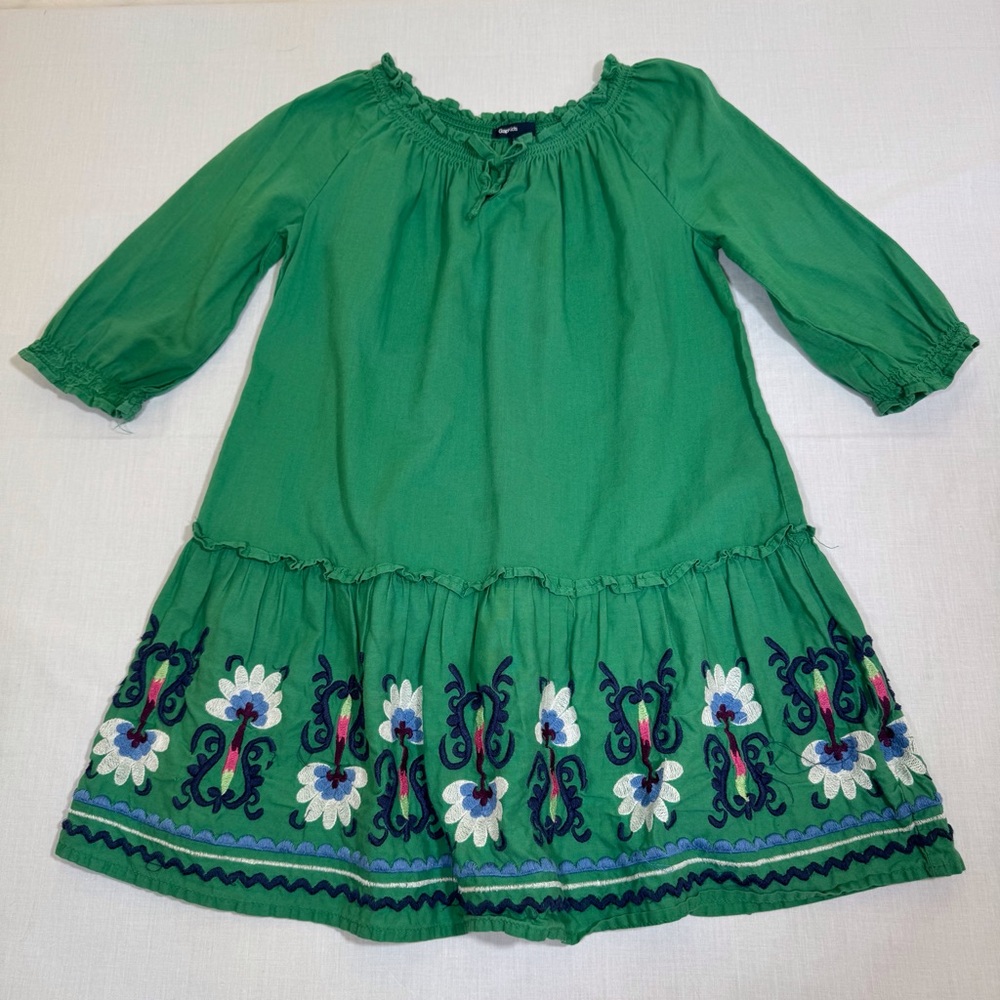GAP Green Kids Dress with Floral Design